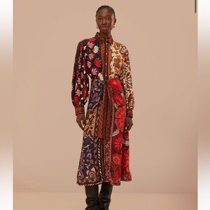 Farm Rio Multicolor Miranda Mix Lenzing™ Ecovero™ Viscose Chemise Midi Dress